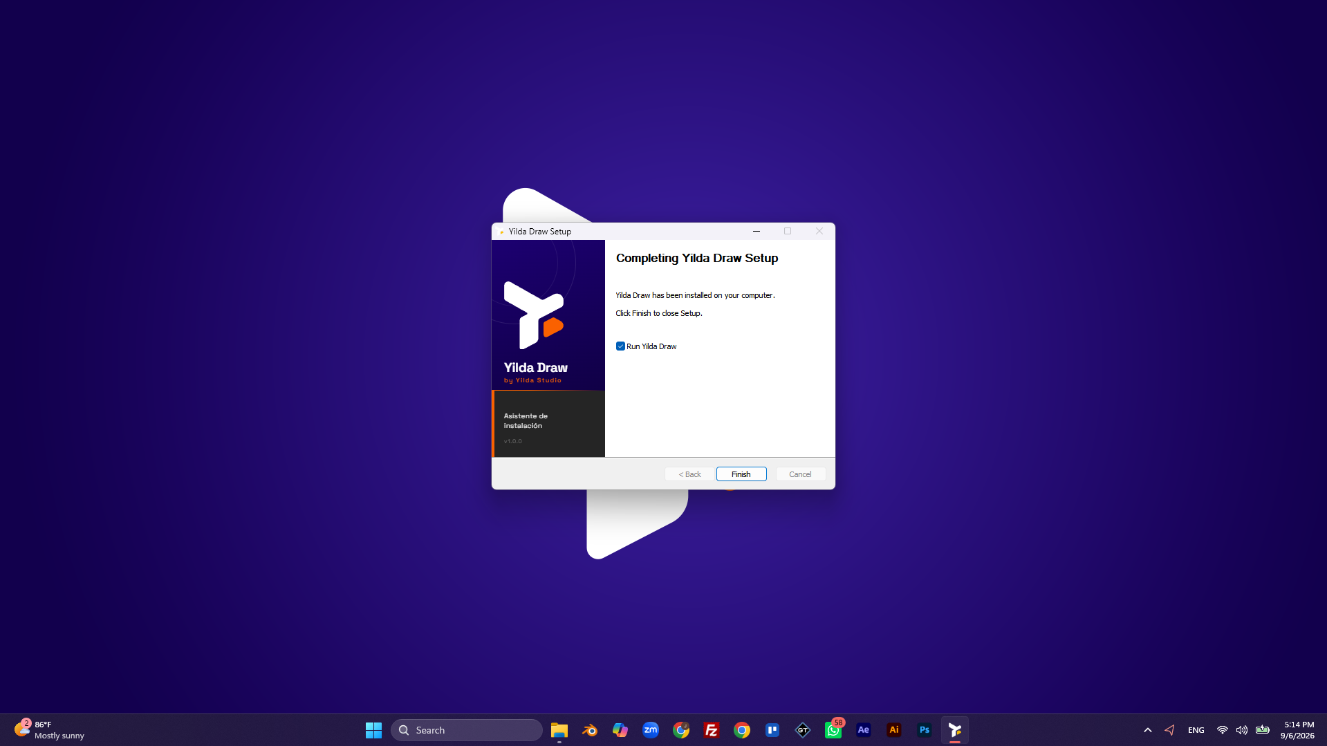 Installer final screen