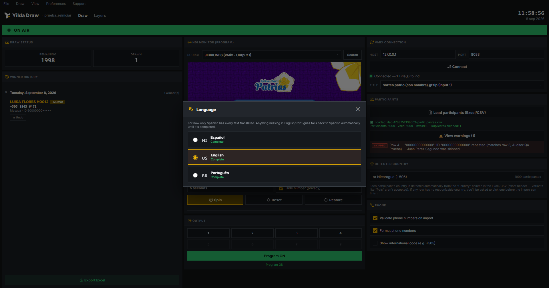 Language selector